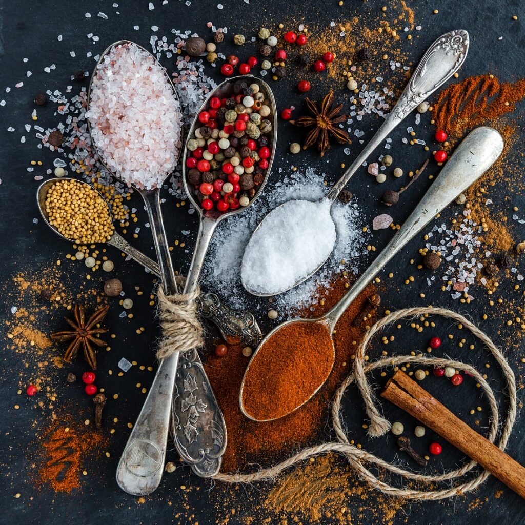 spices, spoons, salt, pepper, ingredients, mobile wallpaper, condiments, flavoring, samsung wallpaper, background, mobile wallpaper 4k, ipad wallpaper, lock screen wallpaper, beautiful wallpaper, wallpaper, phone wallpaper, iphone wallpaper